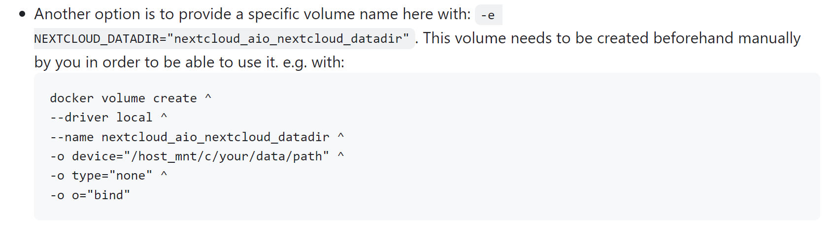 Docker All in one - Set persistent volume - ℹ️ Support - Nextcloud community